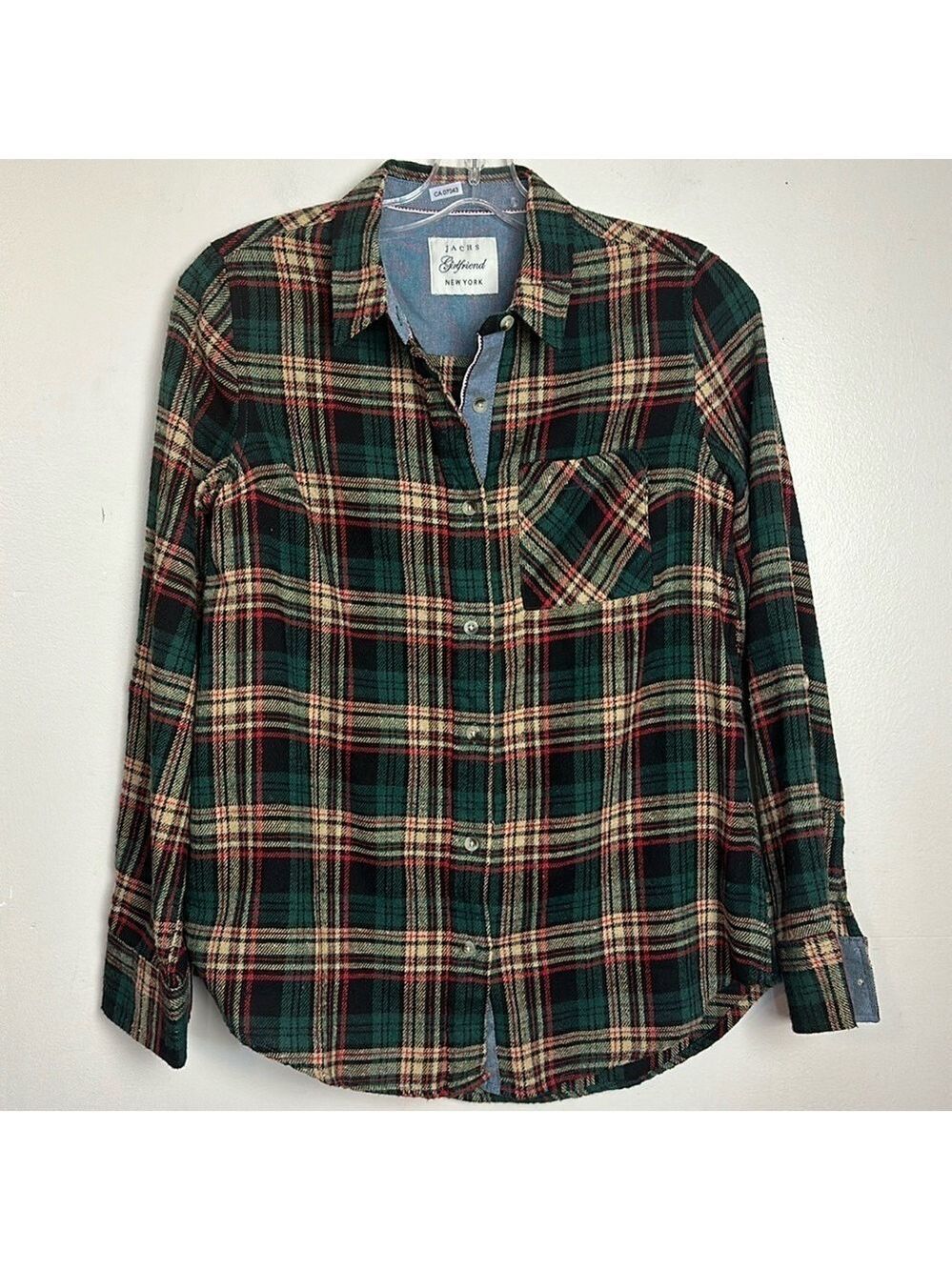 Jachs Girfriend New York Plaid Flannel Button Up Shirt Top